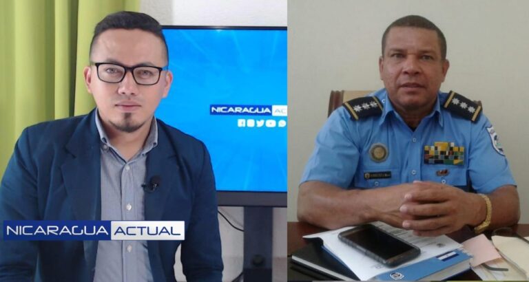En imagen el periodista Gerall Chávez y el comisionado de Jinotepe Pedro Argueta