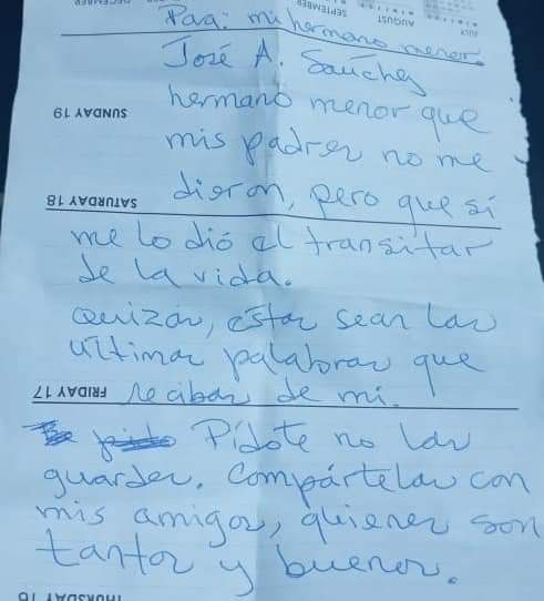 Carta de Manuel Urbina Lara a José Abran Sánchez 