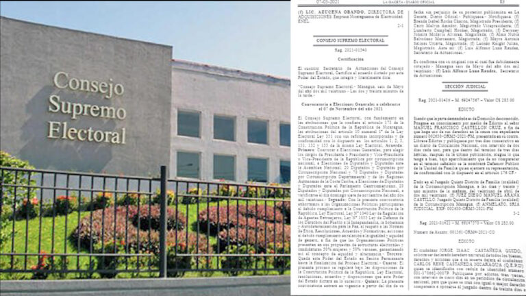 El Consejo Supremo Electoral publica convocatoria a elecciones en la Gaceta diario oficial