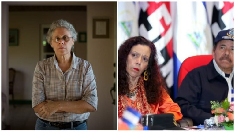 Dora María Téllez con Daniel Ortega y Rosario Murillo