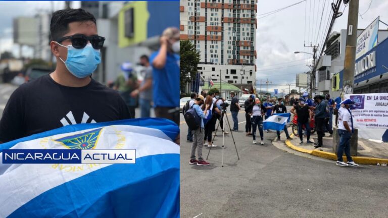 Exiliados en Costa Rica protestan frente a la Embajada de Nicaragua