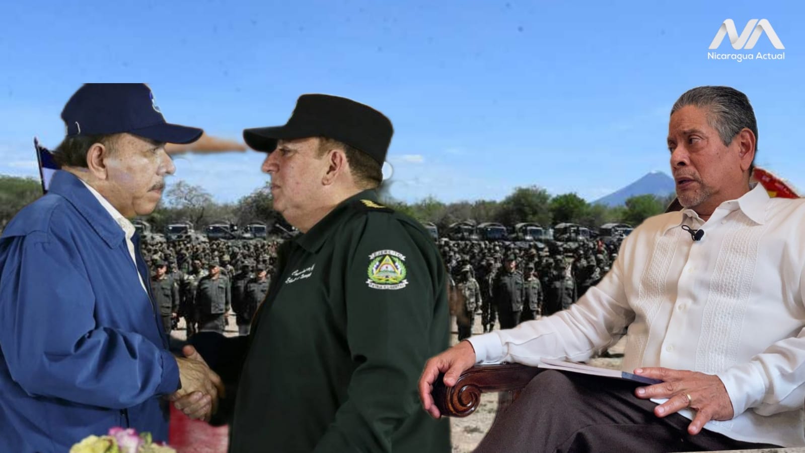 Daniel Ortega, jefe del Ejército Julio Avilés y Roberto Samcam