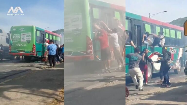 Unidad de bus toma fuego en carretera Tipitapa en Managua