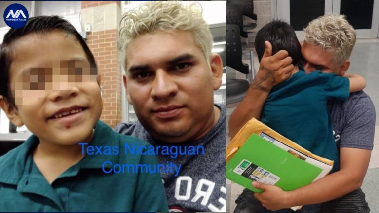 Juan Miguel Castillo Hernández se reencuentra con su hijo de 6 años luego que su esposa falleciera ahogada en el Río Bravo