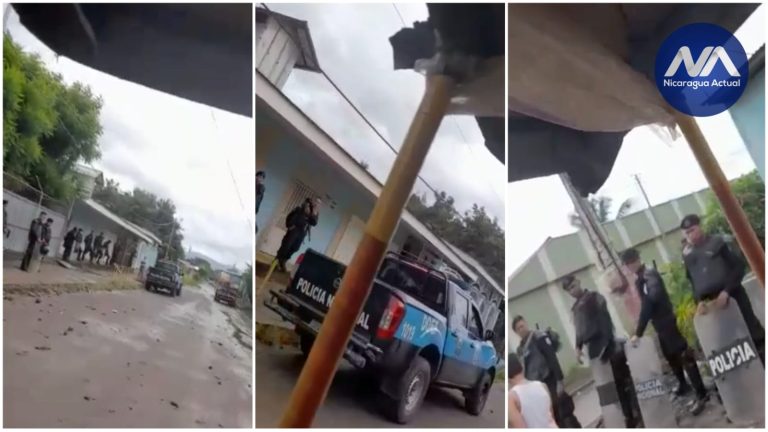 fuerzas especiales de la policia sandinista en las fueras y adentro de la casa cural de la parroquia divina misericordia de sebaco