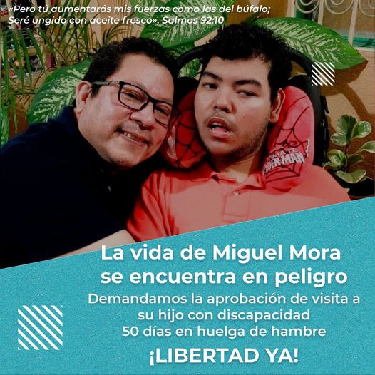 miguel mora cumple 50 dias de huelga de hambre porque no lo dejan ver a su hijo miguelito con discapacidad
