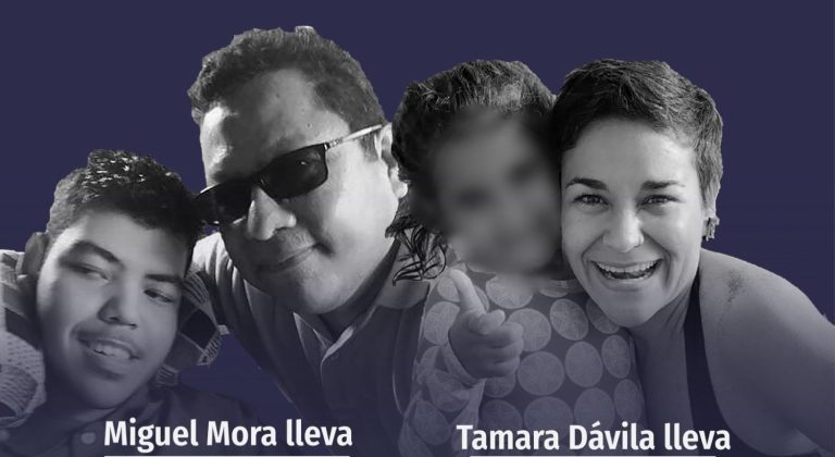 Miguel Mora y Tamara Dávila reciben visita de sus hijos.