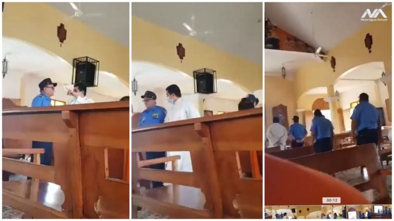 policias sandinistas encabezados por comisionado juan valle valle advierten a parroco de masaya que no realice procesion de san jeronimo