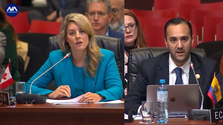cancilleres de canada y ecuador respectivamente denuncian a ortega en la oea