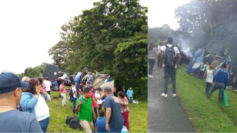 Nueve personas lesionadas en accidente.