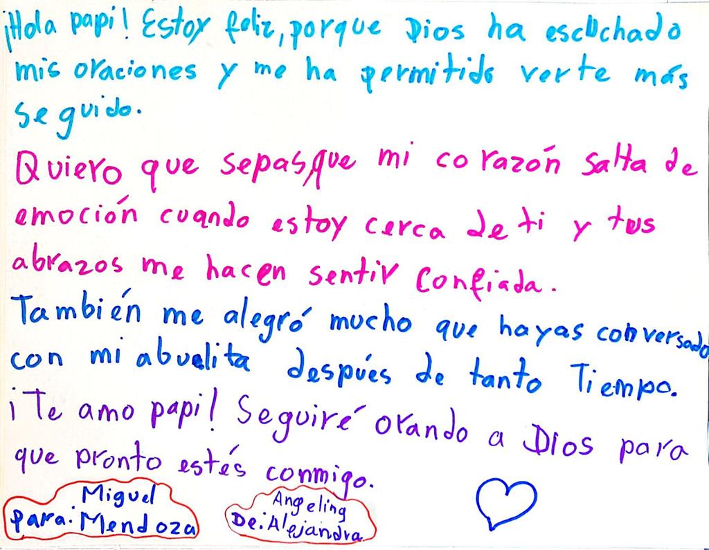 carta de alejandra mendoza a su padre miguel mendoza preso politico de la dictadura sandinista