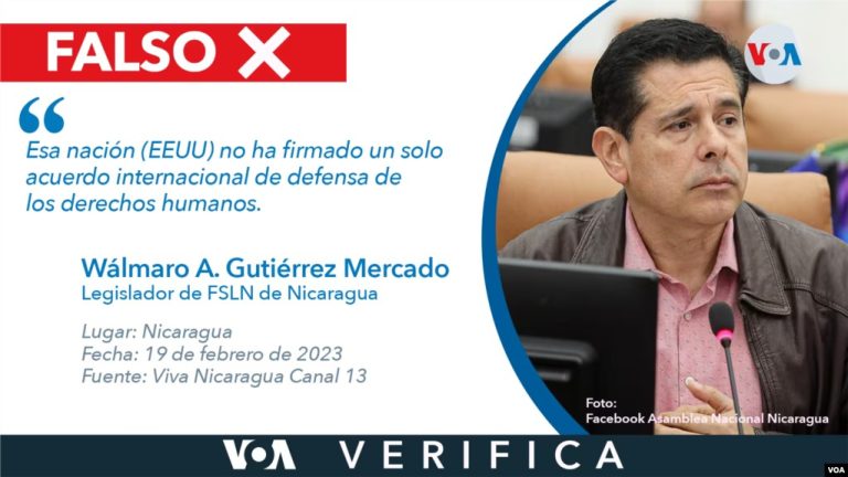 El legislador nicaragüense brinda datos falsos sobre los tratados de derechos humanos que ha firmado EEUU.