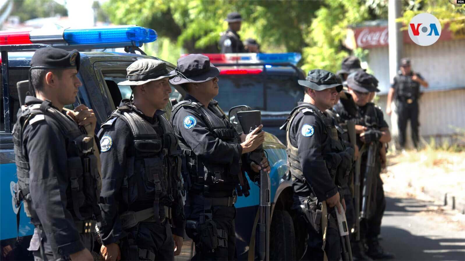 ARCHIVO. Un grupo de policías antimotines desplegados en Managua, capital de Nicaragua en 2021. Foto: VOA
