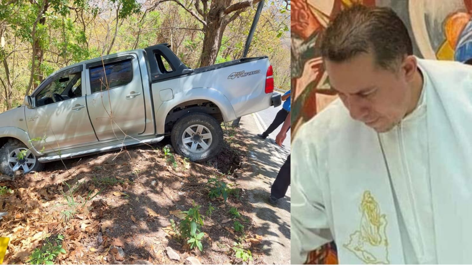 Sacerdote de Madriz sufre accidente de tránsito. Foto collage: NA