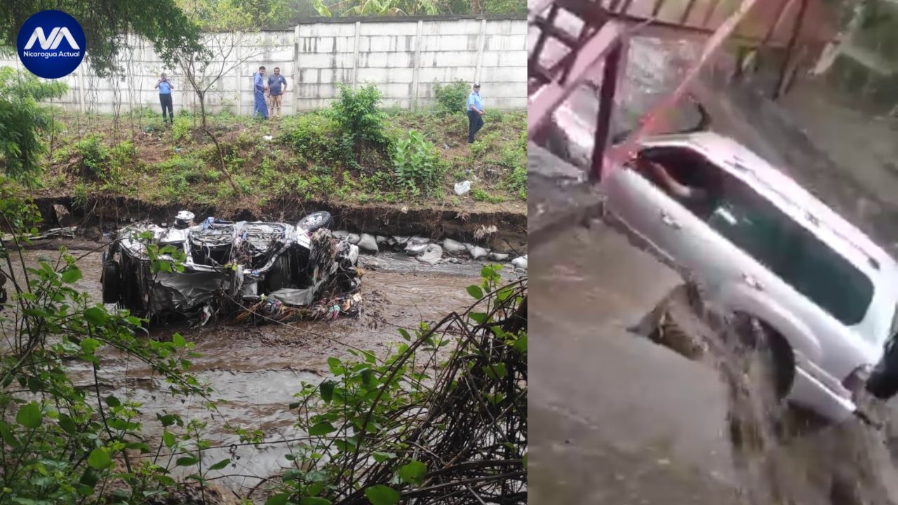 Sobrevive conductor cuya camioneta fue arrastrada por fuertes corrientes en Nindirí