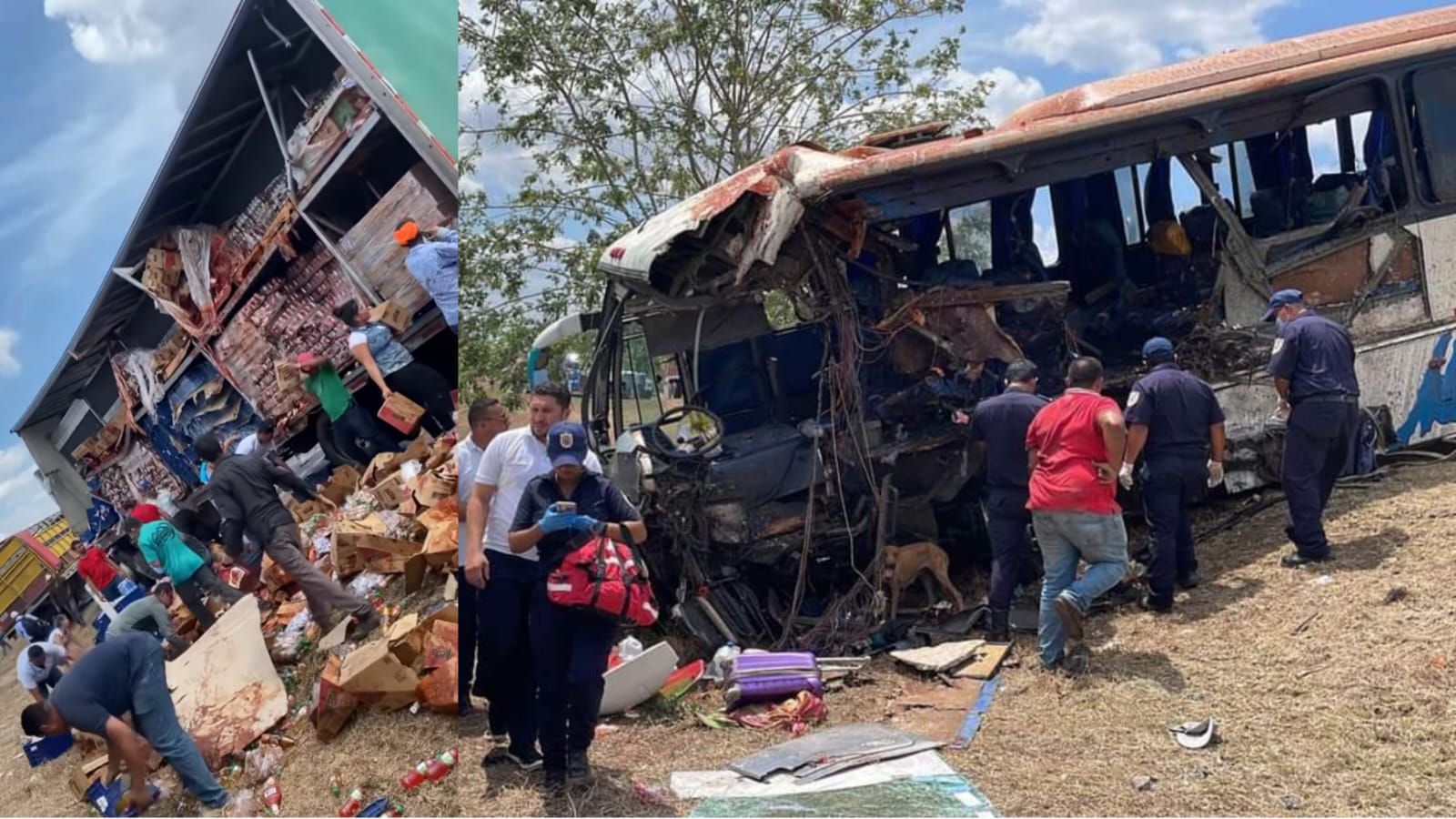 Fuerte colisión entre bus y furgón deja 17 personas lesionadas.