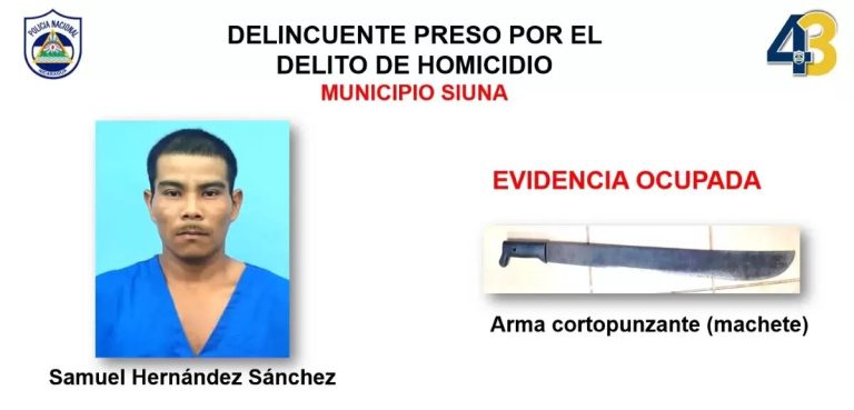 Hombre asesina a joven a machetazos en Siuna