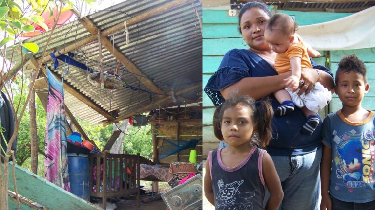 joven madre pide ayuda para reconstruir su vivienda al desplomarse por los fuertes vientos Foto: Nicaragua Actual