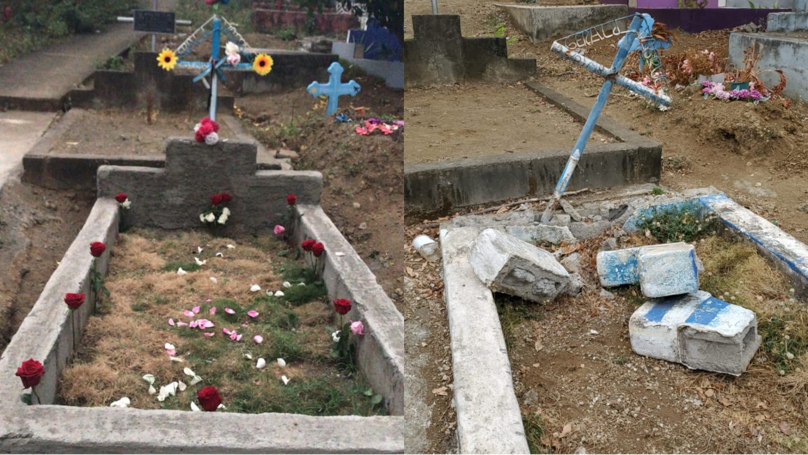 Profanan tumba de joven Gerald Velasquez asesinado en 2018. Foto: cortesía