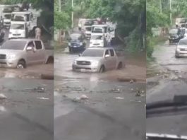 conductores escapan de ser arrastrados por fuertes corrientes en cauce natural de Veracruz Foto Nicaragua Actual