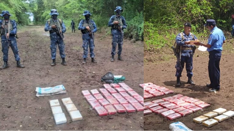 Ejército de Nicaragua captura cocaína abandonada por narcotraficantes. Foto: prensa oficialista.