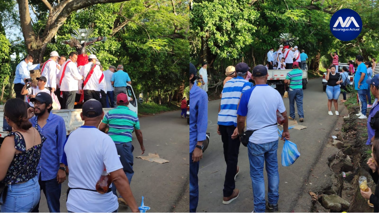 Recorren en procesión a la venerada imagen de la Santísima Trinidad en Masatepe. Foto: NA