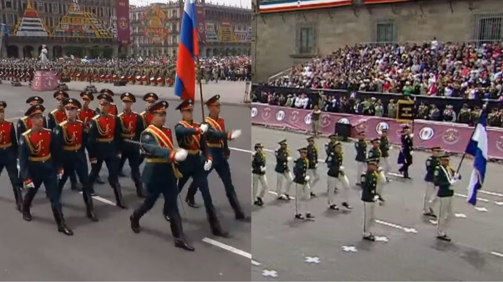 Contingente ruso y de nicaragüense participa del desfile militar en México. Foto: NA.