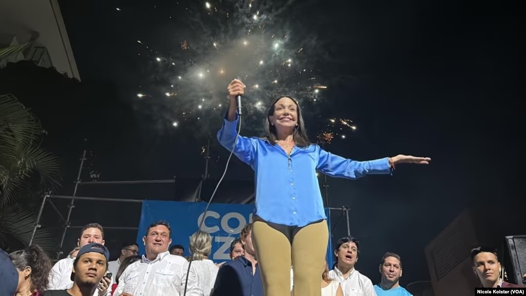 Maria Corina principal candidata para las presidenciales en venezuela Foto VOA