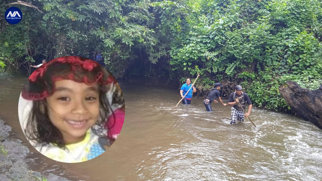 continúa la búsqueda de la niña Litzi Nahomi Alemán González que fue arrastrada por las fuertes corrientes de un rio en León Foto Nicaragua Actual