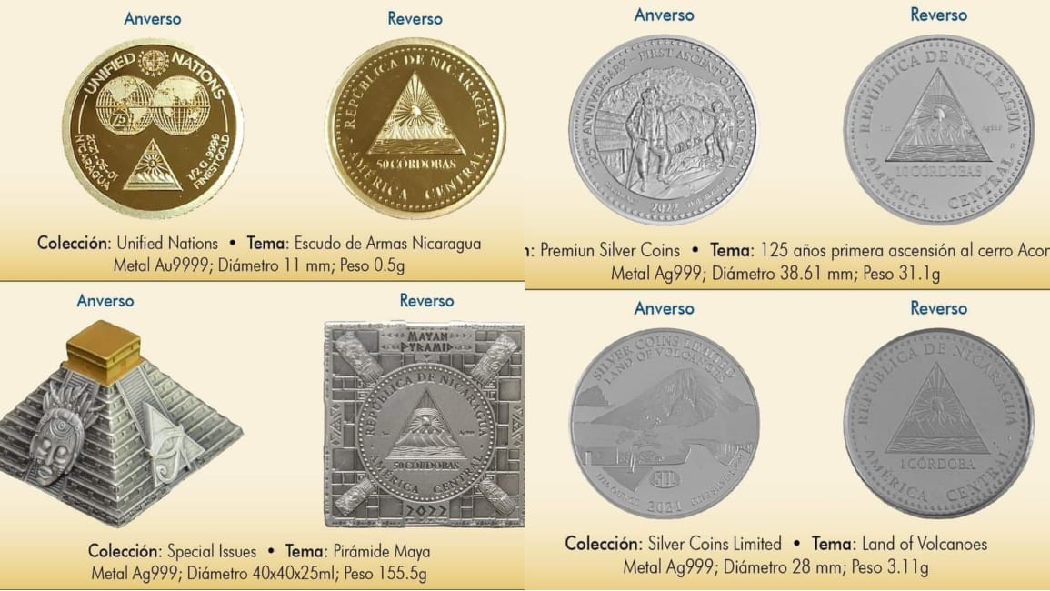 Banco Central de Nicaragua emite nuevas monedas conmemorativas de Nicaragua.