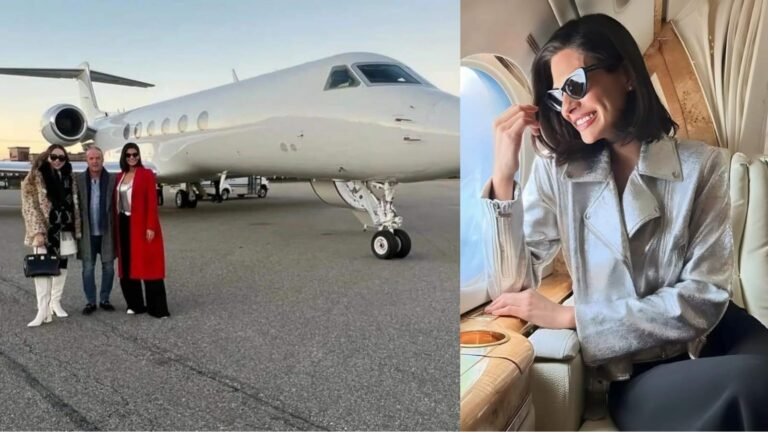 Miss Universo Sheynnis Palacios, en su yet privado rumbo a Nueva York.