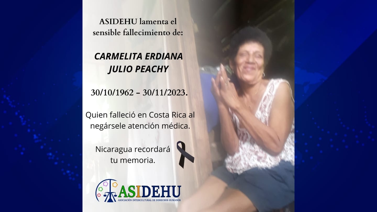 Costa Rica niega atención médica a Carmelita Erdiana Julio Peachy Foto Nicaragua Actual