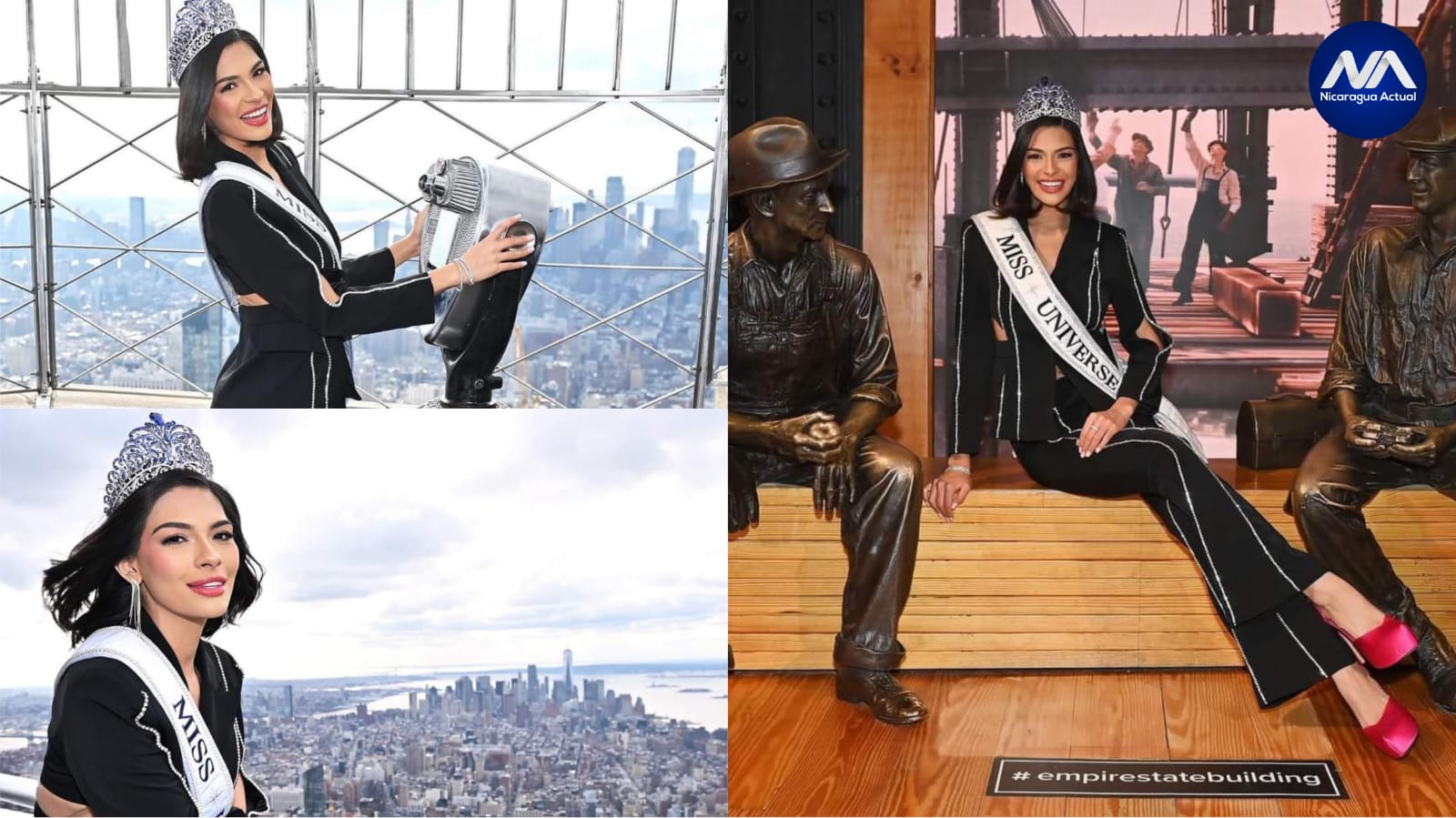 Miss Universo Sheynnis Palacios de visita en el Empire State en Nueva York. Foto: NA.