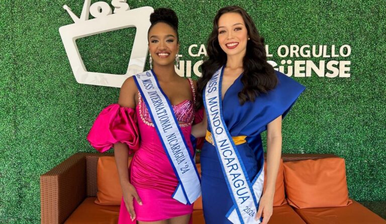 Ismeli Gutiérrez y Dorianny Carmona Pichardo, Miss Mundo y Miss International Nicaragua, respectivamente.