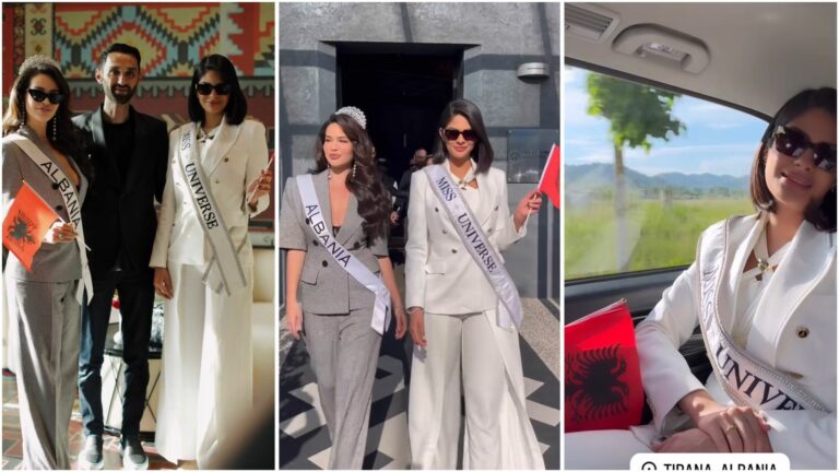 Sheynnis Palacios Miss Universe 2023, junto a Miss Universe Albania 2023 Endi Demneri