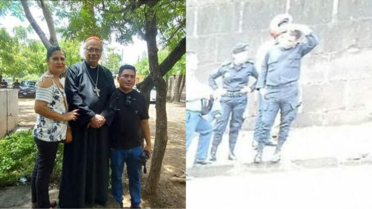 cardenal leopoldo brenes vigilado por la policia foto nicaragua actual