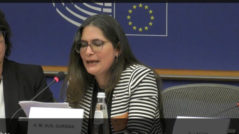 Ana Margarita Vigil, en el Parlamento Europeo.